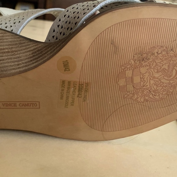 Vince Camuto Perforated Leather. Ankle strap. Wedge  Sandals. - Picture 4 of 8